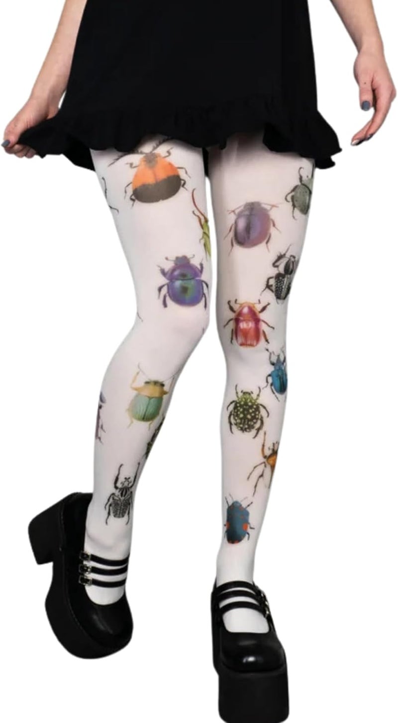 TYATVS Womens Whimsy Twee Funky Tights Emo Goth Patterned Stockings Whimsical Clothes Y2k Grunge Aesthetic - Image 1